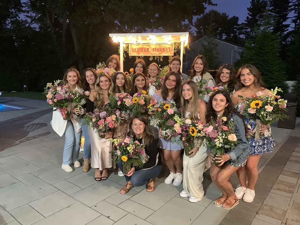 Floral workshops on Long Island where guests create their own flower arrangements.